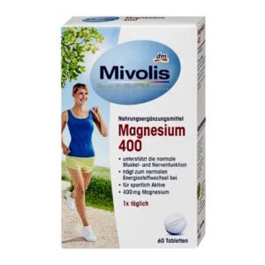 Mivolis Magnesium 400 for Energy, Muscle & Nerves, 60 pcs