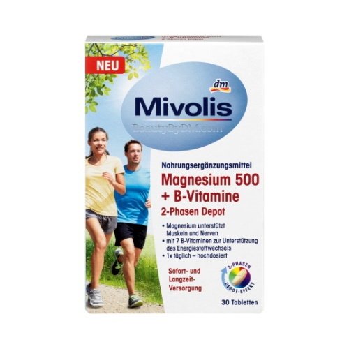 Mivolis Magnesium 500 + B Vitamins for Muscles & Nerves, 30 pcs