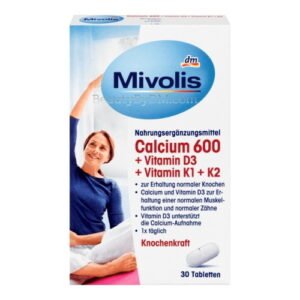 Mivolis Calcium 600 + Vitamin D3 + K1 + K2 for Bones & Muscles, 30 pcs